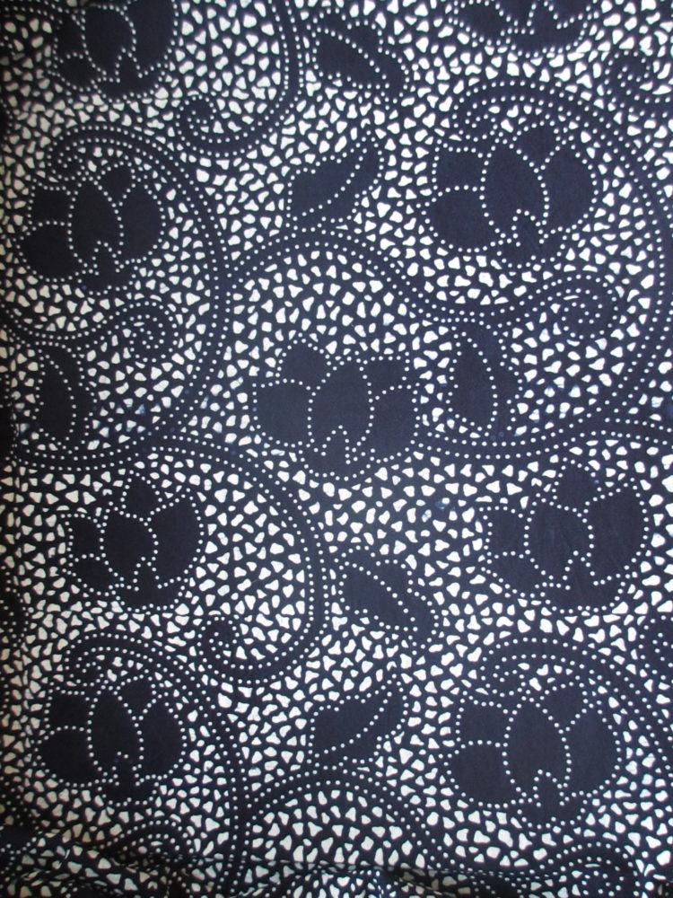 floral lotus pattern indigo katazome textile