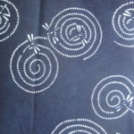 natural artisanal hand dyed blue and white indigo cotton fabric textile dragon fly insect pattern