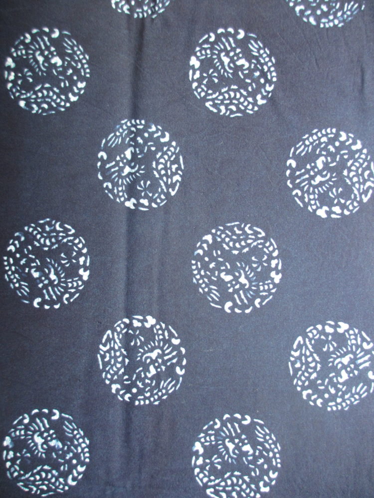 dragon sphere katazome pattern natural indigo cotton fabric