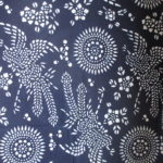 natural artisanal hand dyed blue and white indigo cotton fabric textile traditional wedding phoenix bird flower floral pattern