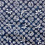 natural artisanal hand dyed blue and white indigo cotton fabric textile floral pattern