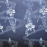 natural artisanal hand dyed blue and white indigo cotton fabric textile floral pattern