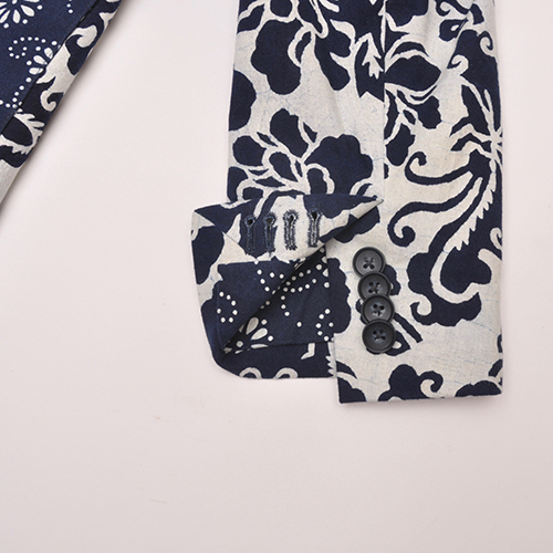 Floral indigo tailored jacket, cuff detail Mens white floral jacket