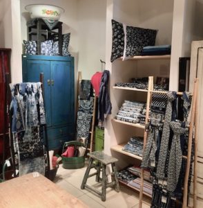 retail seller shop indigo fabric accessories