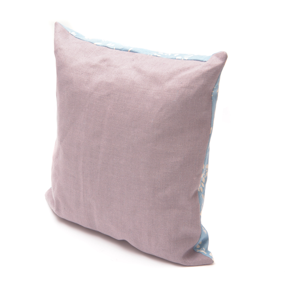 Light indigo back, heavy grey Scottish linen Light indigo cushion heavy grey Scottish linen handmade natural plant dye sustainable ethical