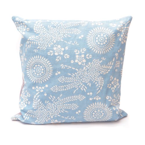 Light blue indigo dyed cushion traditional sustainable ethical home decoration accessories