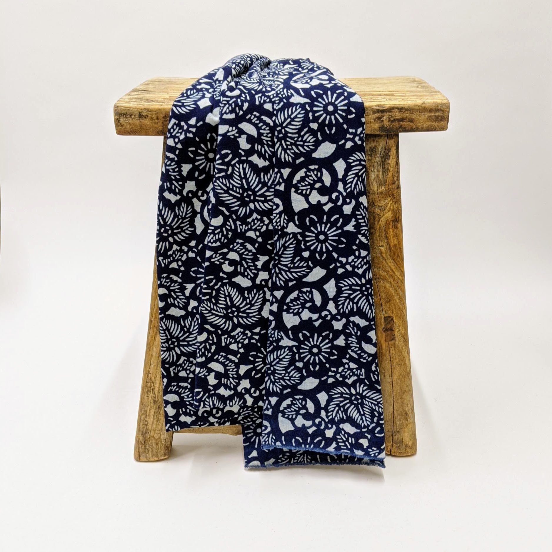 Natural hand dyed indigo cotton fabric