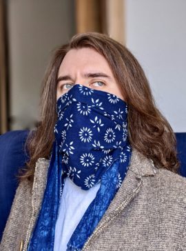 natural indigo cotton face scarf