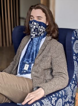natural indigo dyed cotton scarf