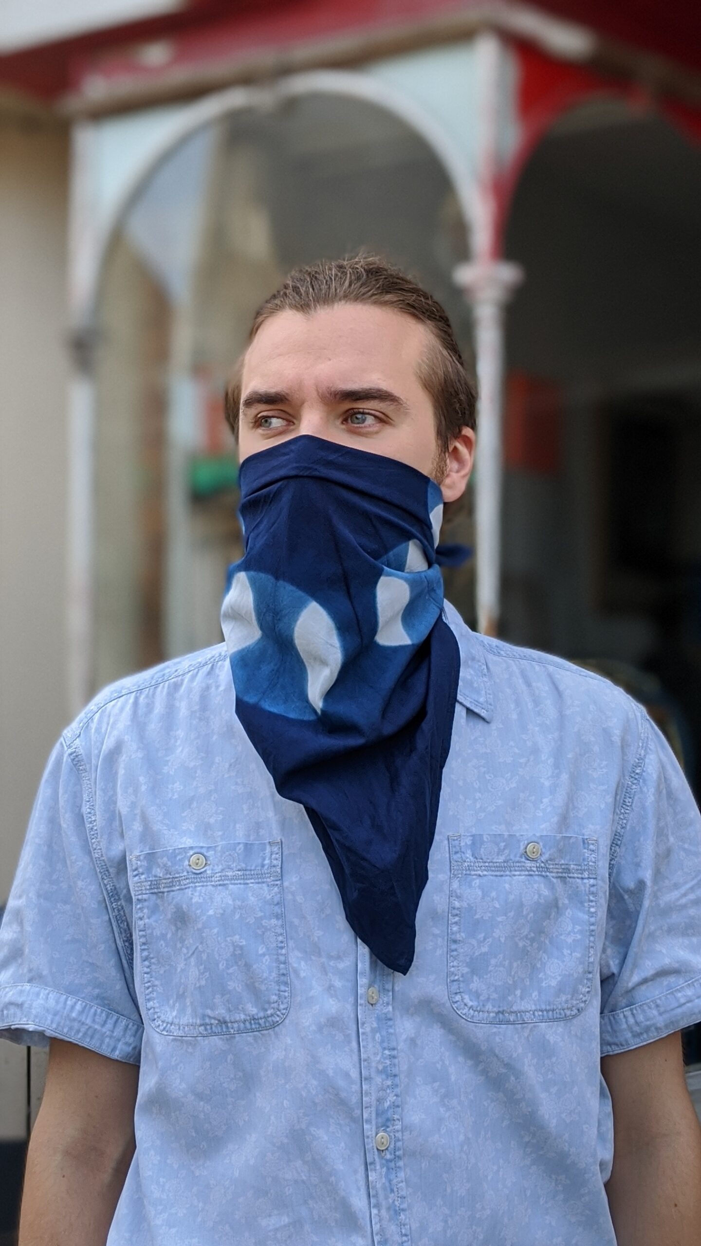 12 Moon Cycle Indigo Dyed Cotton Bandanna