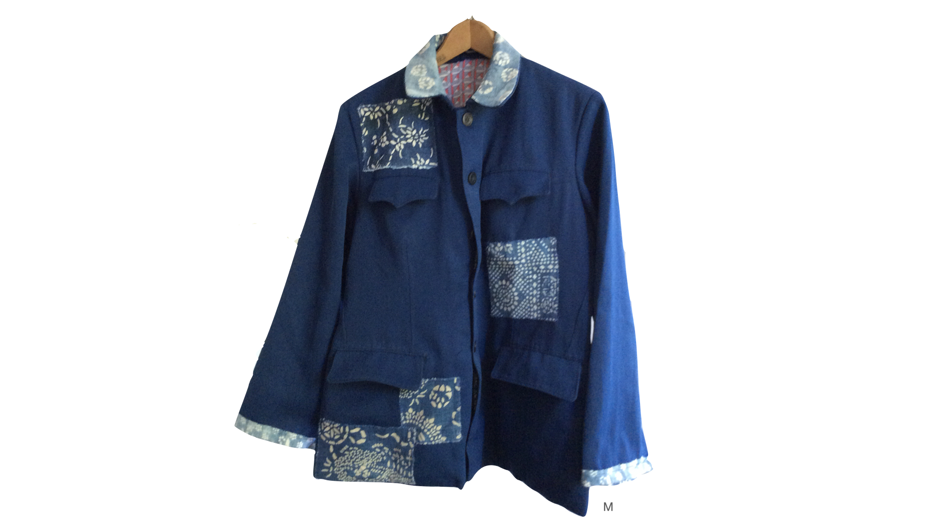 vintage workers jacket katazome patchwork
