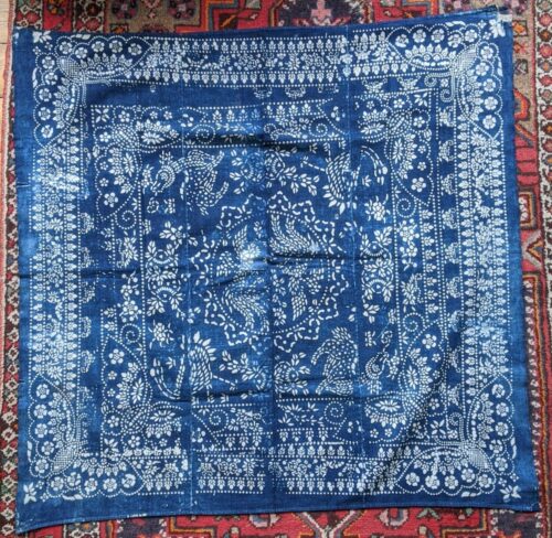 vintage indigo katazome wrapping cloths with boro patchwork