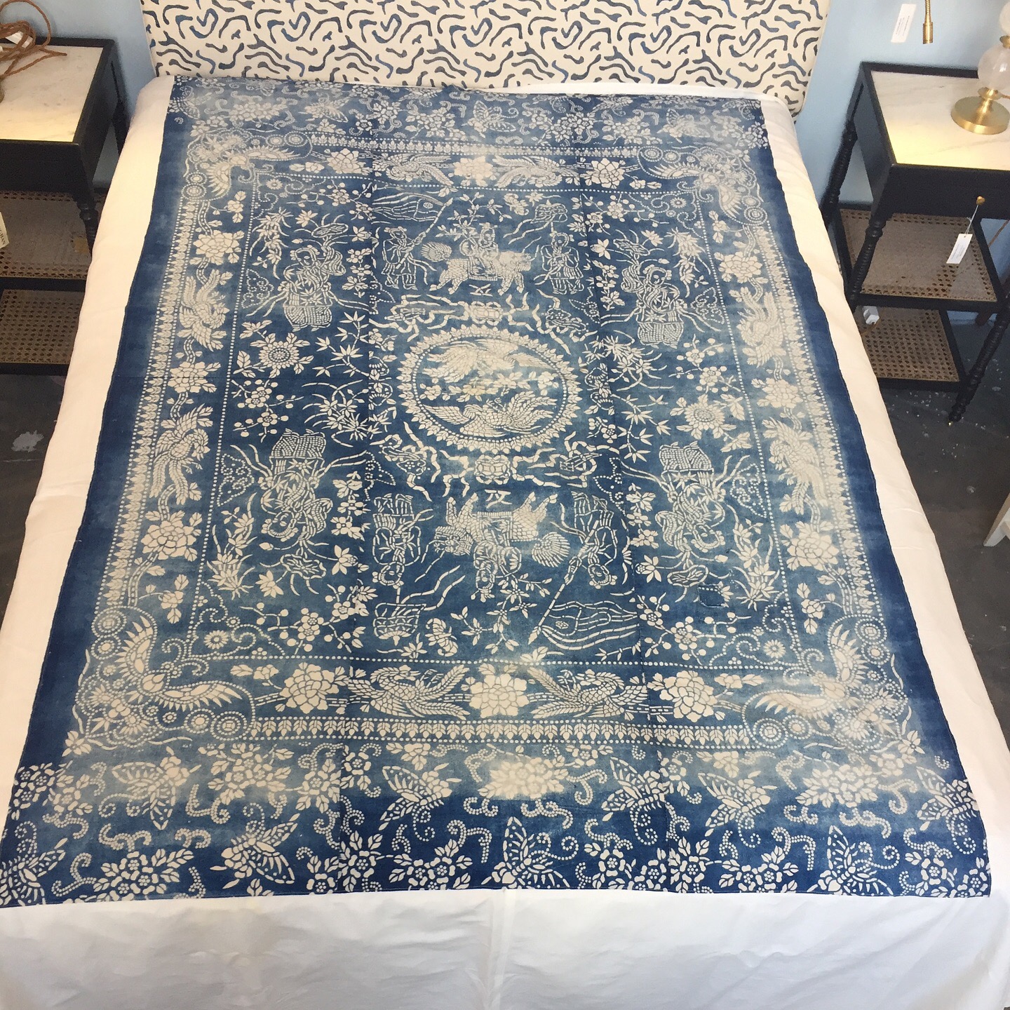 vintage indigo katazome cloths